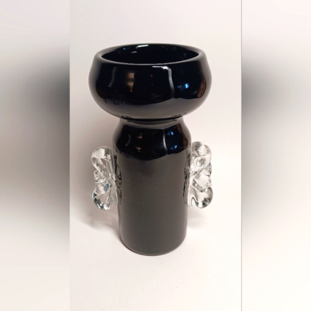 Vintage Glass Vase 70s Black Space Age Mid Century Retro Seventies Shabby Chic